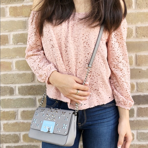 ‼️SALE‼️ 👜💕-Michael Kors Crossbody Gray Floral - Picture 3 of 8